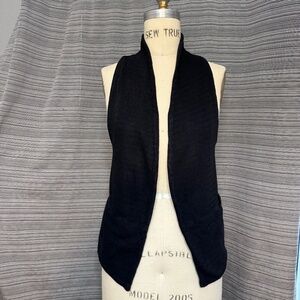 Monrow Black Cotton Knit Tuxedo Vest Size Medium